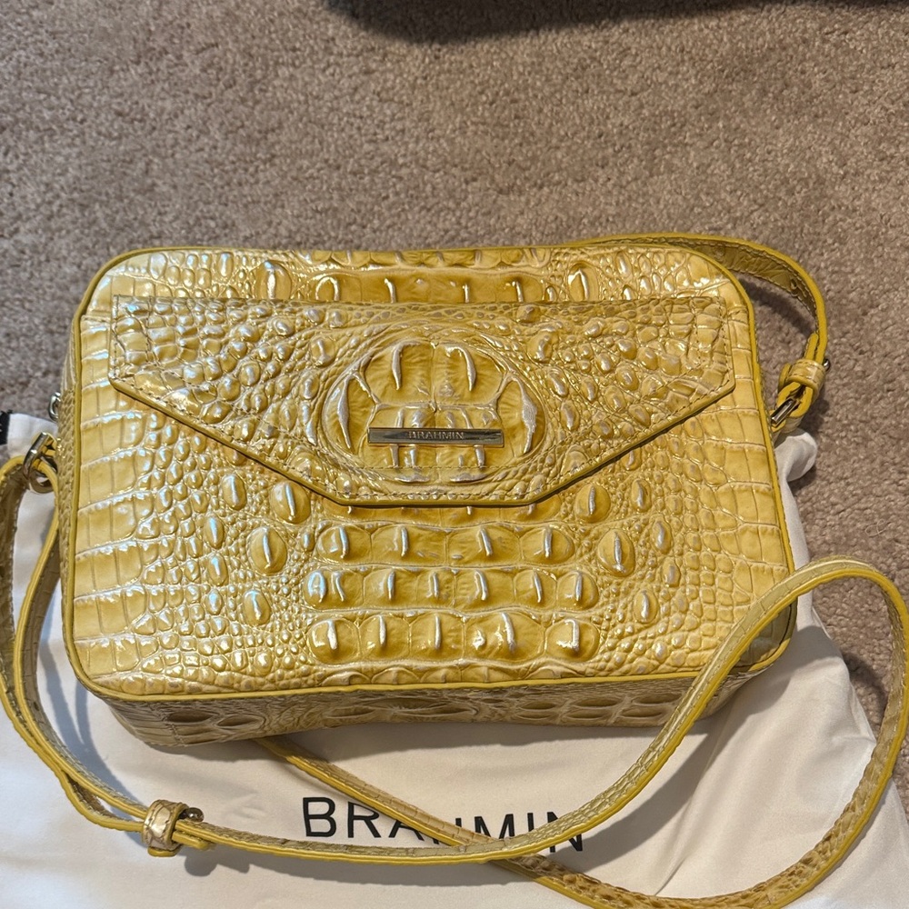 Brahmin Gold Crocodile Embossed Crossbody Bag